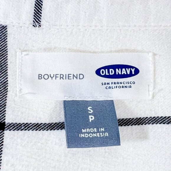 Women's Old Navy Flannel Top | Cream/Gray | Button Up | Small | Boyfriend Style - Picture 10 of 12